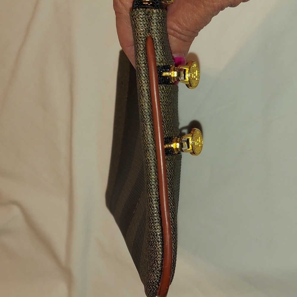 FENDI Vintage Pequin 3 Compartment zip pouch coated canvas leather lined.  Vgvc - Picture 9 of 12